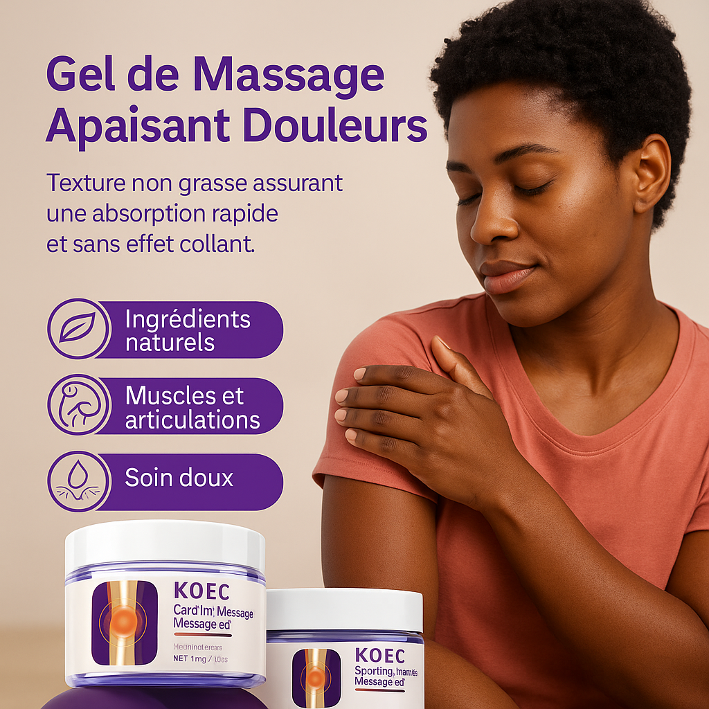 KOEC – Gel Violet de Massage Soulage Instantanément les Douleurs Articulaires et Musculaires