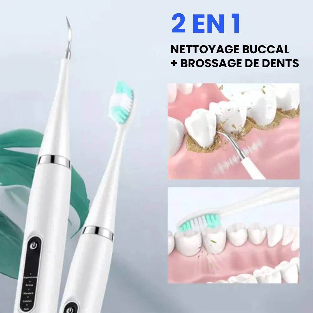 Pack Hygiène Totale 2-en-1 : Brosse à Dents Électrique + Détartreur Sonique + Miroir