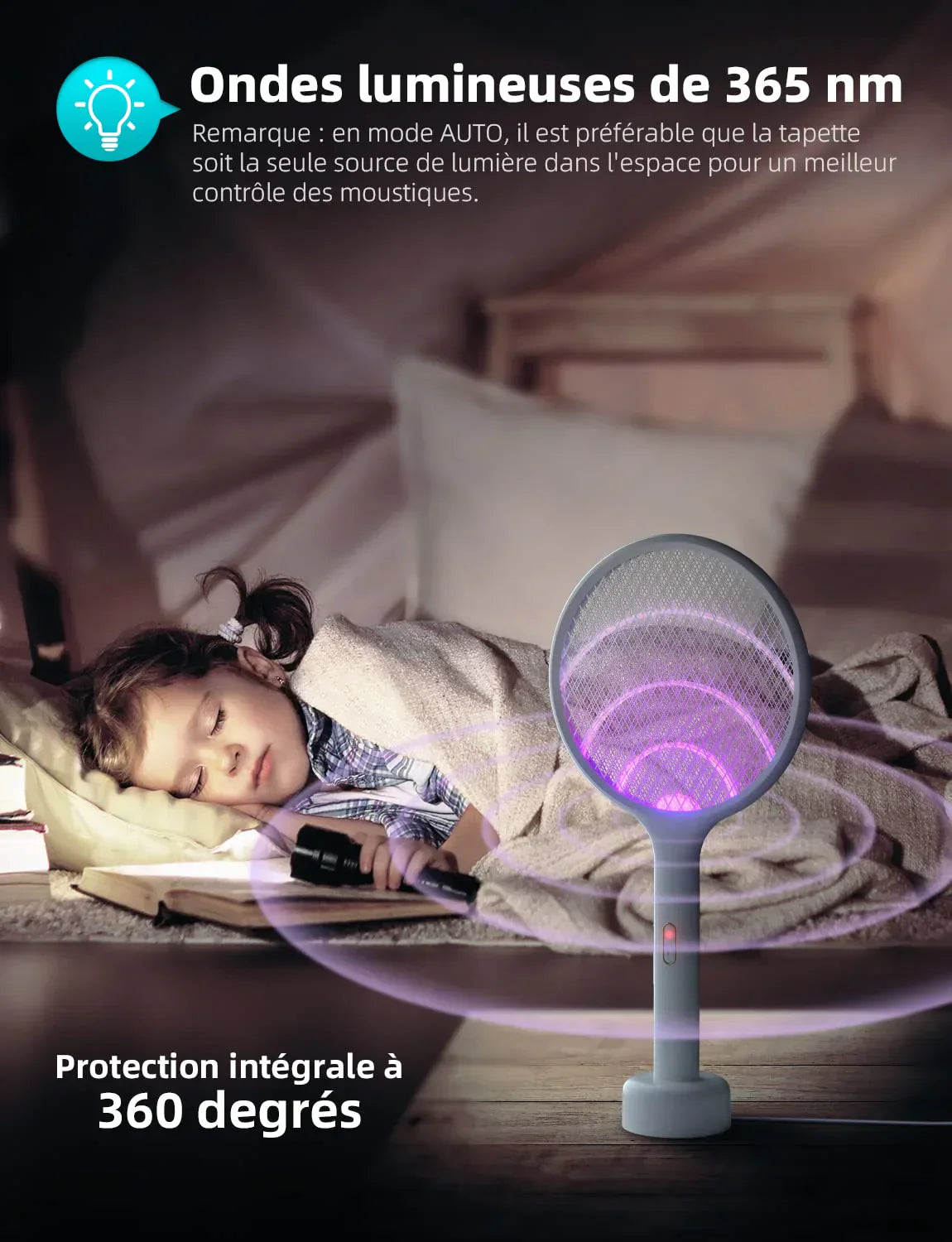 ⚡ Raquette Electrique Anti-Moustiques 2-en-1 – Dormez enfin en paix 😴