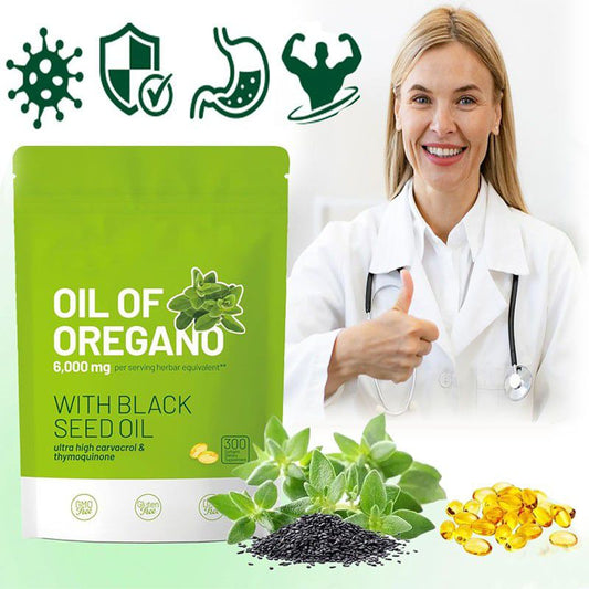 Oregano Duo Immunité : Huile d'Organ Sauvage & Graine Noire (6000mg) – 300 Gélules